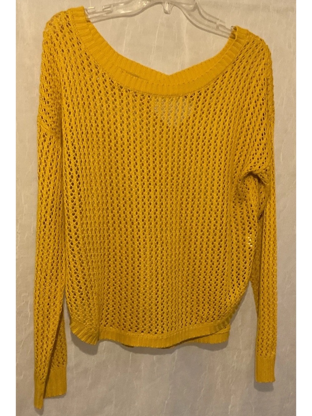 La Miel Gold Open-Knit Criss-Cross Back Pullover Sweater Round Neck S Boho